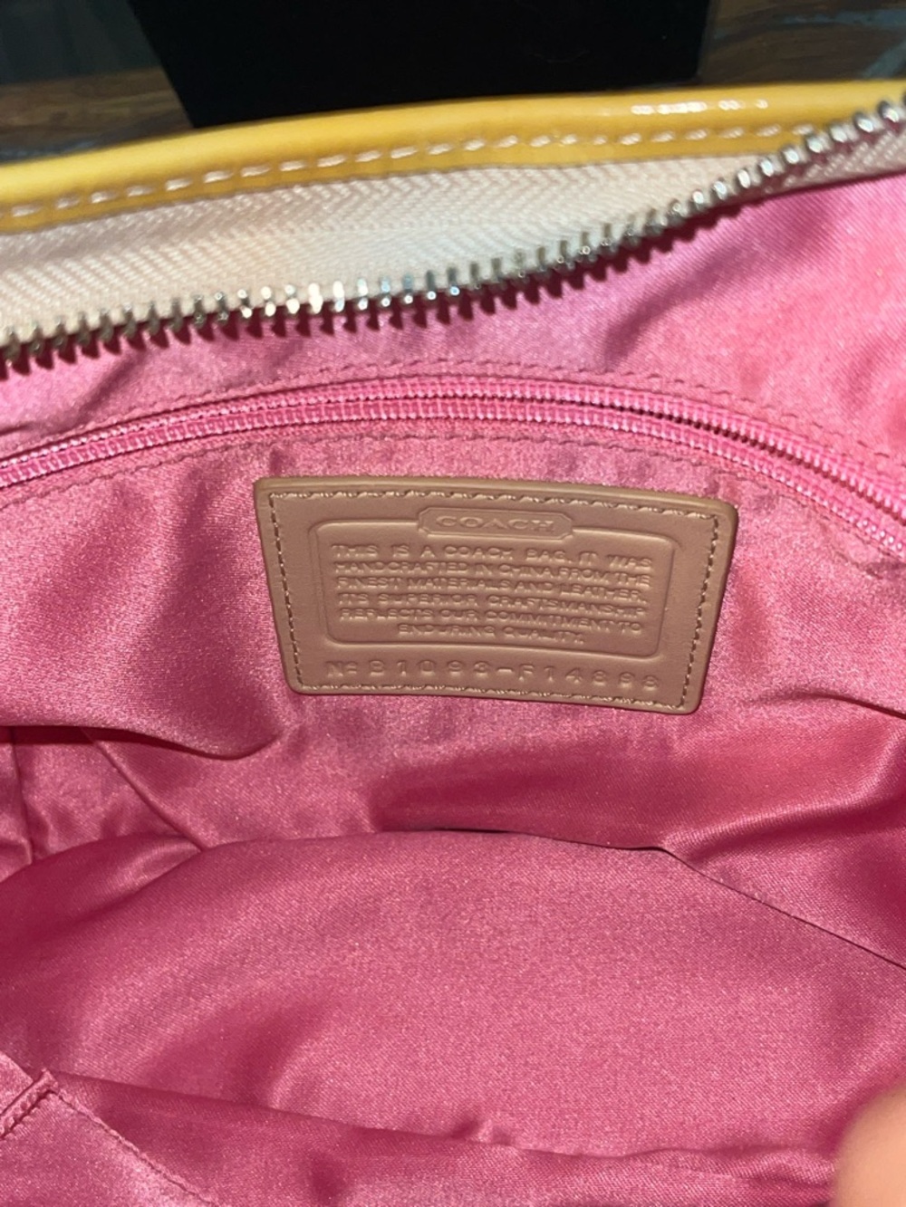 Coach Patchwork Multicolor Shoulder Bag - Beige, Pink & Mint - Picture 9 of 13